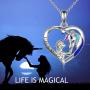 YFN Unicorn Gifts Created Opal Pendant Necklace 925 Sterling Silver Unicorn Jewelry for Women Girls