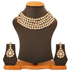 Touchstone Indian Bollywood Handcrafted Traditional Royal Mughal Kundan Polki Meenakari Enamel Colorful Wedding Designer Jewelry Necklace Choker Set in Gold and Silver Tone for Women.