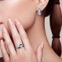 Santuzza 925 Sterling Silver Twisted Earrings Shimmering Cubic Zirconia Trendy Jewelry for Women (Amethyst/Blue Spinel)