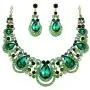 BriLove Womens Costume Fashion Crystal Teardrop Hollow Scroll Statement Necklace Dangle Earrings Set