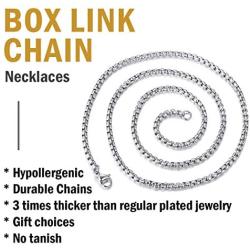 ChainsPro 3/6 mm Box/Wheat/Twist Rope Necklace, Replacement Chain for Pendant/Charm, 18-30 inches, 316L Stainless Steel/18K Gold Plated-Send Gift Box