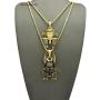 Shiny Jewelers USA Mens Ancient Egyptian Anubis Pharaoh Ankh Cross Hip Hop Pendant Box Chain Necklace Set