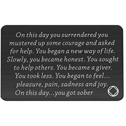 TIIMG Sobriety Gift Addiction Recovery Gift AA Gift NA Gift 12 Step Gifts Alcoholics Anonymous AA Recovery Sobriety Wallet Insert Card