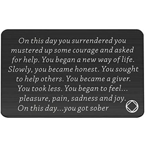 TIIMG Sobriety Gift Addiction Recovery Gift AA Gift NA Gift 12 Step Gifts Alcoholics Anonymous AA Recovery Sobriety Wallet Insert Card