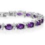 Gem Stone King 20.00 Ct Oval & Round Purple Color Cubic Zirconias CZ Womens Tennis Bracelet 7 Inch