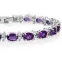 Gem Stone King 20.00 Ct Oval & Round Purple Color Cubic Zirconias CZ Womens Tennis Bracelet 7 Inch