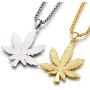 Daobg-stable Men Women Iced Out Weed Marijuana Leaf Pot Pendant Necklace Chain