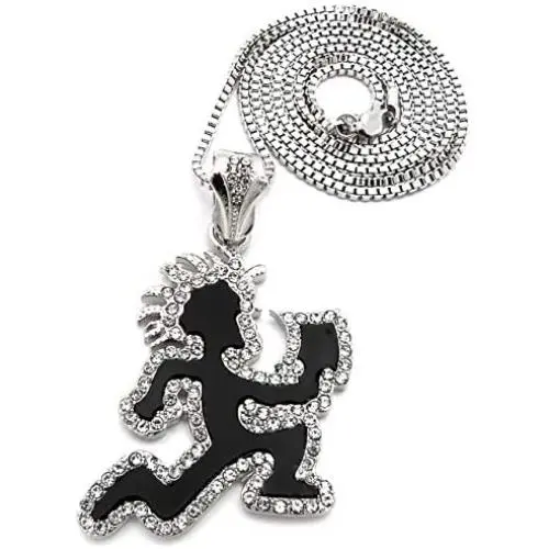 GWOOD Juggalo with Cleaver Pendant Box Link Necklace Silver Color with Red Enamel GWOOD Juggalo with Cleaver Pendant Box Link Necklace Silver Color with Red Enamel