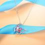Sllaiss Pink Crystal Butterfly Pendant Necklace for Women, with Small Aurora Borealis Crystals Made from Swarovski