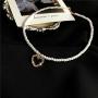 REQU Girl Women Korean Wild Pearl Necklace Trendy Clavicle Chain with Love Heart Pendant Choker Fashion Jewelry