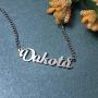LuxglitterLin Name Necklace Personalized Initial Necklace Stainless Steel Curb Link Chain Jewelry for Women Men