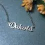 LuxglitterLin Name Necklace Personalized Initial Necklace Stainless Steel Curb Link Chain Jewelry for Women Men