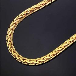 U7 Cuban Chain,Snake Chain Set,18K Real Gold Plated 5MM-8MM Wide Necklace or Wrist Link,Length 8.3 Inch-30 Inch,Send Gift Box