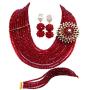 laanc 10 Rows Fashion Costume African Beads Jewelry Set Nigerian Wedding Bridal Jewelry Sets for Women