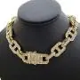 BLINGFACTORY Hip Hop Iced Gold PT 18mm 18'' Thick Crystal Box Lock Marina Choker Chain Necklace BLINGFACTORY Hip Hop Iced Gold PT 18mm 18'' Thick Crystal Box Lock Marina Choker Chain Necklace