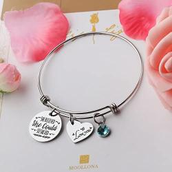 She Believed She Could So She Did Expandable Bangle, Stainless Steel Inspirational Birthstone Charm Cuff Bracelet Graduation Birthday Gifts for Mom, Daughter, Sister, Girls and Women