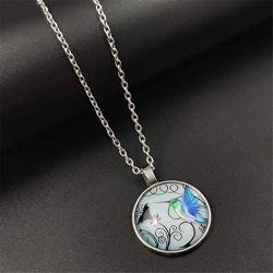 YAZILIND Blue Hummingbird Time Gem Necklace Glass Pentant Clavicle Chain Sweater Chain for Women Birthday Party Jewelry Gift