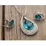 [Presented by Miss New York] Leafael''Angels Teardrop'' Made with Premium Crystals Blue Zircon Jewelry Set Earrings Necklace, 18'' +2'', Nickel/Lead/Allergy Free, Luxury Gift Box