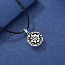 Locket Necklace That Hold Photos, 925 Sterling Silver Compass Locket with Genuine Moonstone, Engraving ''Always in my heart'' Locket Pendant Necklace, Inspirational Compass Jewelry Mother Day Birthday Gift for Women Teens Daughter with Gift Box