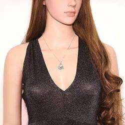 925 Sterling Silver Cute Lovly Squirrel Heart Pendant Necklace, 18''
