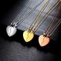 Broken Heart Necklace Women Men 316L Stainless Steel Best Friend BFF Foever Pendant 18k Gold/Rose Gold Plated Two Half Hearts Pendants Lover Couples Jewelry SP0034