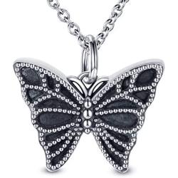 MANBU 925 Sterling Silver Cremation Jewelry for Ashes - Dragonfly Butterfly Urn Necklace Memorial Ash Pendant Bereavement Keepsake Gifts for Loss of a Loved One