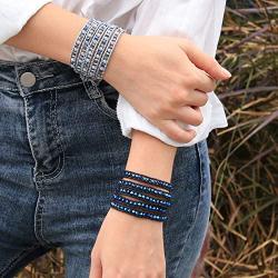 KELITCH Women Lavender Crystal Beads 5 Wrap Bracelet Handmade Exclusive Women Gifts