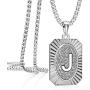 ANDRO -Premium 14K Gold and Silver Plated Unisex Initial Pendant Necklace, A-Z Stainless Steel Initial Necklaces –Letter Necklace for Men and Women, 22-Inch Square Link Chain Initial Pendant Necklace