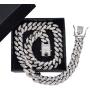 Crescent Bear Cuban Link Chain for Men Gold Chain Miami Cuban Chain Necklace Gold Plated Full Iced Out Miami Link