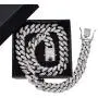 Crescent Bear Cuban Link Chain for Men Gold Chain Miami Cuban Chain Necklace Gold Plated Full Iced Out Miami Link