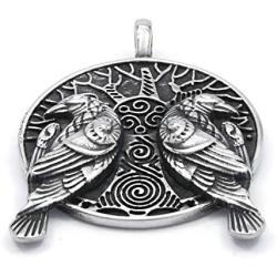 Gungneer Viking Raven Celtic Knot Pendant Stainless Steel Keel Chain Necklace Jewelry Protection Guide for Mens Womens