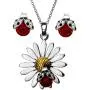 DianaL Boutique Beautiful Silvertone Daisy Flower Ladybug Pendant Necklace and Earrings Stud Set 18'' Stainless Steel Chain Gift Boxed Fashion Jewelry DianaL Boutique Beautiful Silvertone Daisy Flower Ladybug Pendant Necklace and Earrings Stud Set 18'' Stainless Steel Chain Gift Boxed Fashion Jewelry