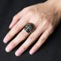 HZMAN Biker Cool Sugar Skull Rings for Men Women, Ruby Eyes Stainless Steel Day of The Dead Gothic Cross Jewelry