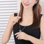 QIAN0813 Charm Triple Crystal Star Long Sweater Chain Necklace Fine Jewelry Crystals Women Red Pearl Cross Tassel Necklace