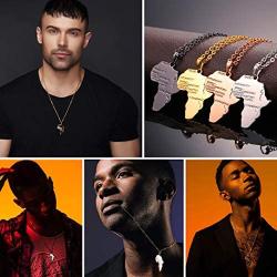 U7 Hip Hop Jewelry 22'' Long Chain Platinum/Rose Gold/Black Gun/18K Gold Plated African Map Pendant Necklace,Men Women Gift