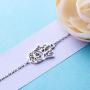 S925 Sterling Silver Choker Short Sideways Hamsa Hand Evil Eye Necklace Pendant for Women Girl