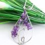 Zuo Bao Handmade Wire Wrapped Quartz Chips Tree Teardrop Pendant Necklace with Giraffe/Healing Jewelry Gift for Family