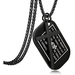 Jstyle Stainless Steel Dog Tags Cross Necklaces for Men Prayer Cross Necklace Military Rolo Chain 3mm 24 Inch Black Serenity Prayer