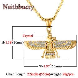 Nsitbbuery Hip Hop Farvahar Stainless Steel Zoroastrian Pendant Chain Necklace