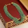 Zephyrr Fashion Hand Made Golden Multi Strand Beaded Necklace for Women