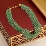 Zephyrr Fashion Hand Made Golden Multi Strand Beaded Necklace for Women