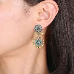 Aheli Indian Traditional Ethnic Design Oxidized Dangle Drop Earrings for Women Old Fashioned Vintage Jewelry