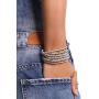 KELITCH Fashion Gray Crystal Beaded 5 Wrap Bracelet On Leather Strand Bracelets Jewelry