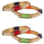 Efulgenz Fashion Jewelry Indian Bollywood 14 K Gold Plated Faux Pearl Beads Silk Thread Bracelets Bangle Set