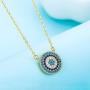 TONGZHE Blue Evil Eye Pendant Necklace in Sterling Silver 925 with Cubic Zirconia CZ and 16''+2'' Cable Chain
