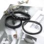FIBO STEEL 3 PCS Magnetic-Clasp Leather Bracelets for Men Wrap Braided Leather Bracelets Wrist Cuff Bangle 8.0-8.5 Inch
