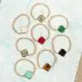 Semi Precious Natural Stone Statement Bracelet - Healing Beaded Strand Bangle, Gem Pendent Quartz Prayer Friendship Chain Cuff Semi Precious Natural Stone Statement Bracelet - Healing Beaded Strand Bangle, Gem Pendent Quartz Prayer Friendship Chain Cuff