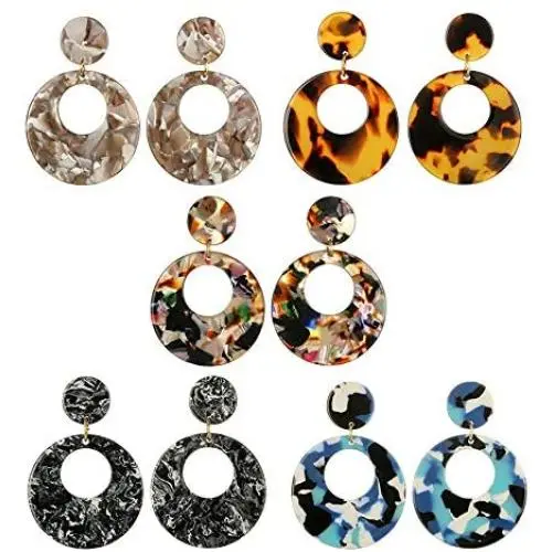 SMALLLOVE Acrylic Earrings Set for Women Girls Fashion Retro Bohemian Statement Leopard Print Geometric Resin Acetate Drop Dangle Hoop Studs Earrings SMALLLOVE Acrylic Earrings Set for Women Girls Fashion Retro Bohemian Statement Leopard Print Geometric Resin Acetate Drop Dangle Hoop Studs Earrings