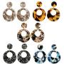 SMALLLOVE Acrylic Earrings Set for Women Girls Fashion Retro Bohemian Statement Leopard Print Geometric Resin Acetate Drop Dangle Hoop Studs Earrings