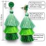 Me&Hz Colorful Layered Tassel Earrings Bohemian Tiered Tassel Druzy Stud Dangle Drop Earrings for Women Teen Girls Birthday Christmas Friends Gift